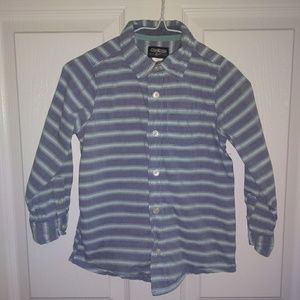 Mint green & blue stripe button down dress shirt boys size 5